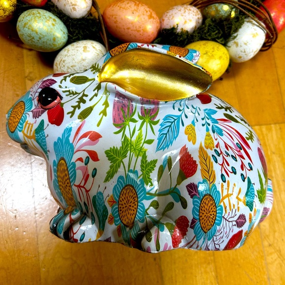 NEW! Boho Chic Farmhouse Colorful Floral Strawberry Spring Easter Bunny Rabbit - Picture 2 of 3